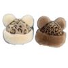 Faux Mink Leopard Print Bear Ear Hat - Autumn/Winter Women's Fashion Staple.
