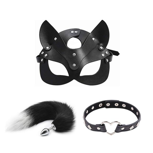 3pcs 40CM Fox Tail Anal Plug Collar Sexy Cat Mask Exotic Sex Products For Adults Games Bondage BDSM Sex Toys For Women
