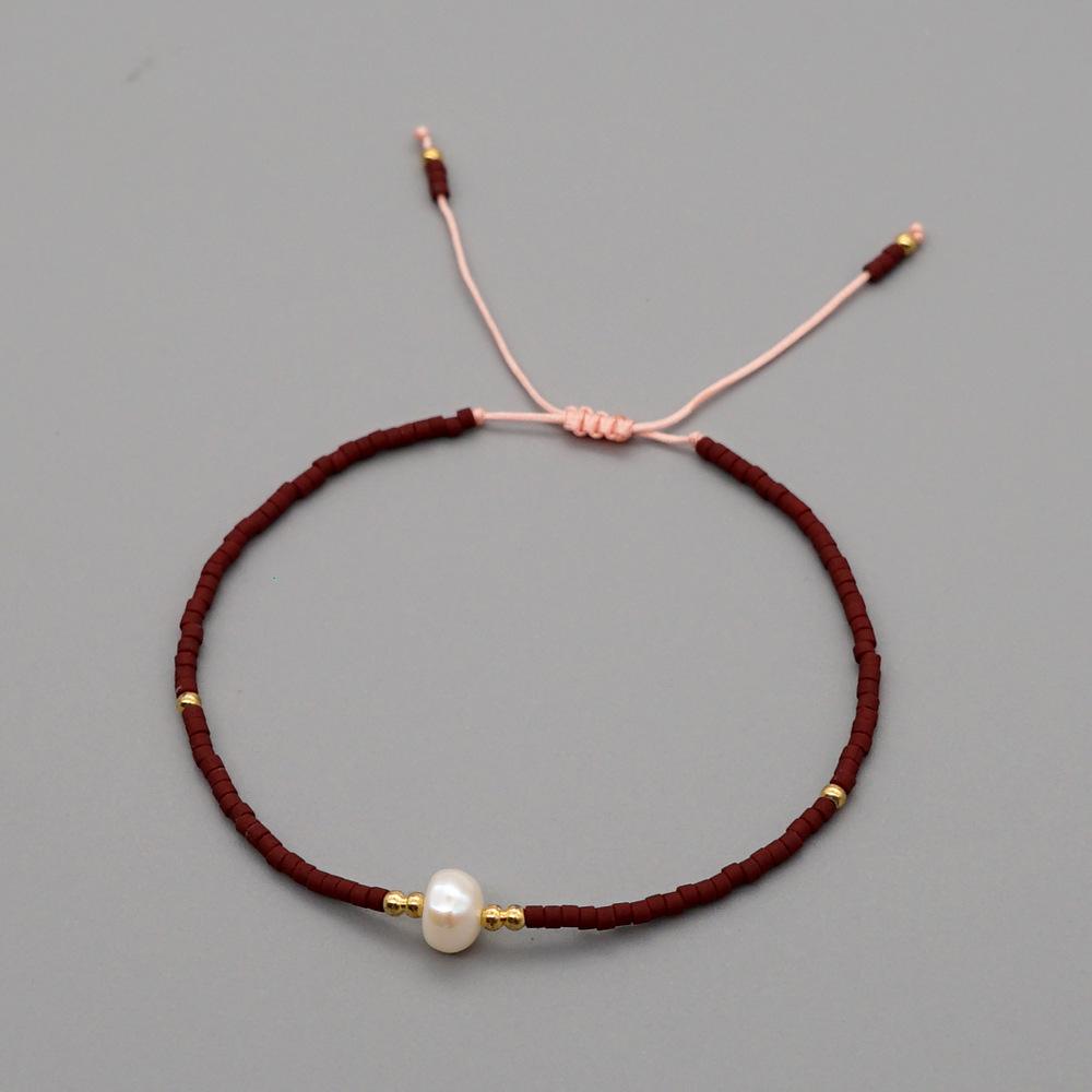 Retro Colorful Seed Bead & Faux Pearl Adjustable Bracelet - Trendy Hand-woven Jewelry for Women