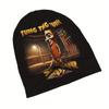 Tung Tung Tung Sahur Italian Brainrot Skull Cap - Unisex Hip Hop Beanie With Cartoon Character Design, Black Polyester Knit Hat