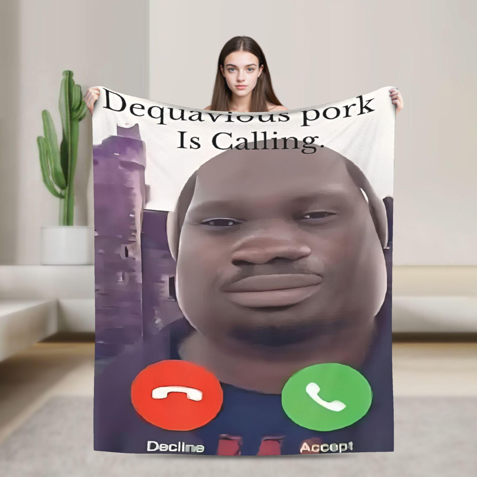 Funny Daquavious Pork Is Calling Meme Blankets Viral Video Phone Call UI Soft Warm Plush Throw Blanket For Flannel Bedspread 75x100cm (30x40inch)