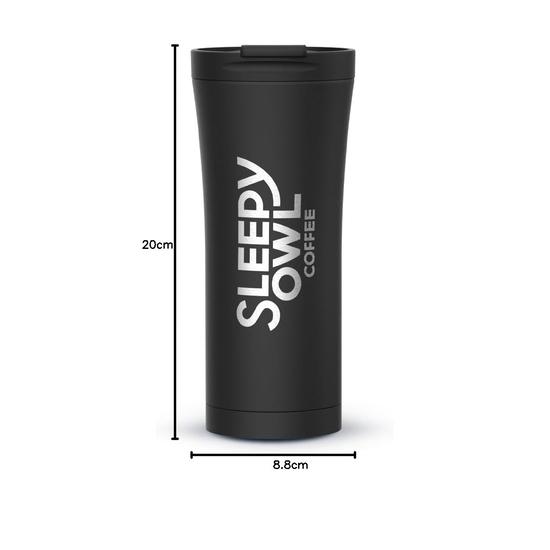 Sleepy Owl Travel Mug | Insulated Coffee Mug with Lid | Spill & Leak Proof | Stainless Steel Tumbler | 480 ML Sipper Bottle