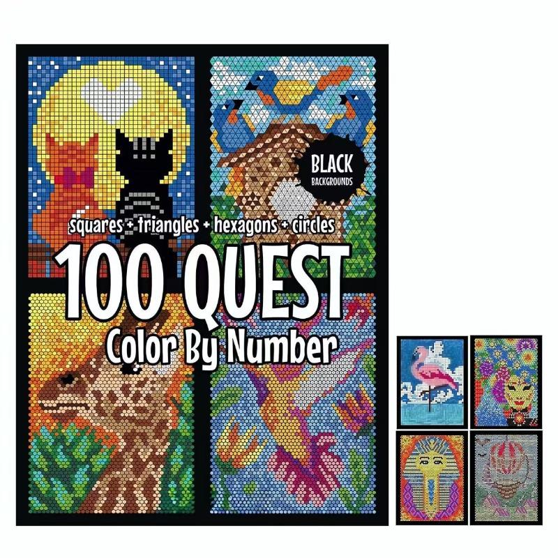 Solid Digital Coloring Book Quest Color By Numbers 100 Things Self Discipline Planner for Adult Stress Relief Dual-head Pen