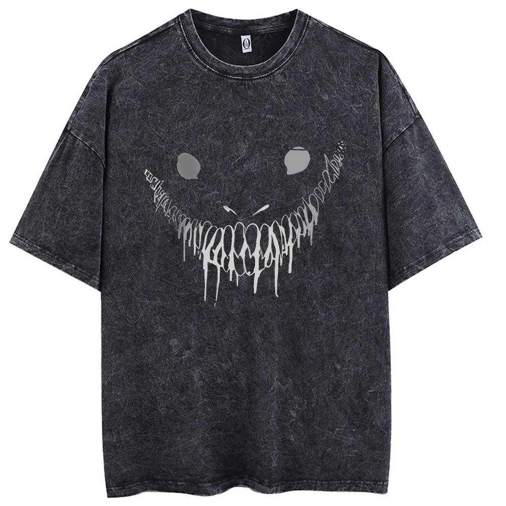 Retro Sleeve Cotton American Old Naruto Five-point Anime Short Sleeve T-wash Black T