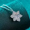 Sterling Snowflake Pendant Necklace Women Full Moissanite Floral Wave Design Delicate Layered Chain Lightweight
