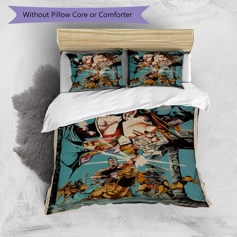 3pcs JoJo's Bizarre Adventure1 pattern bedding set duvet cover set includes duvet cover &pillowcases, perfect all season bedroom decoration & gift