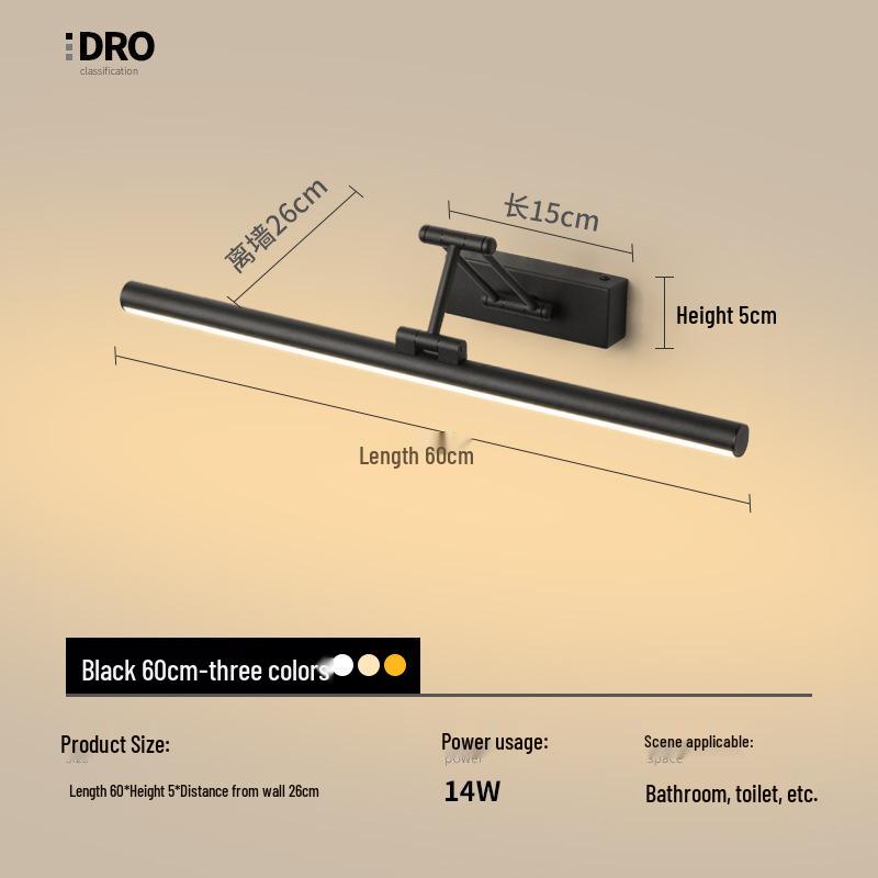 Nordic Minimalist LED Vanity Light: Punch-Free Bathroom Mirror Cabinet with Tricolor Makeup Lighting.