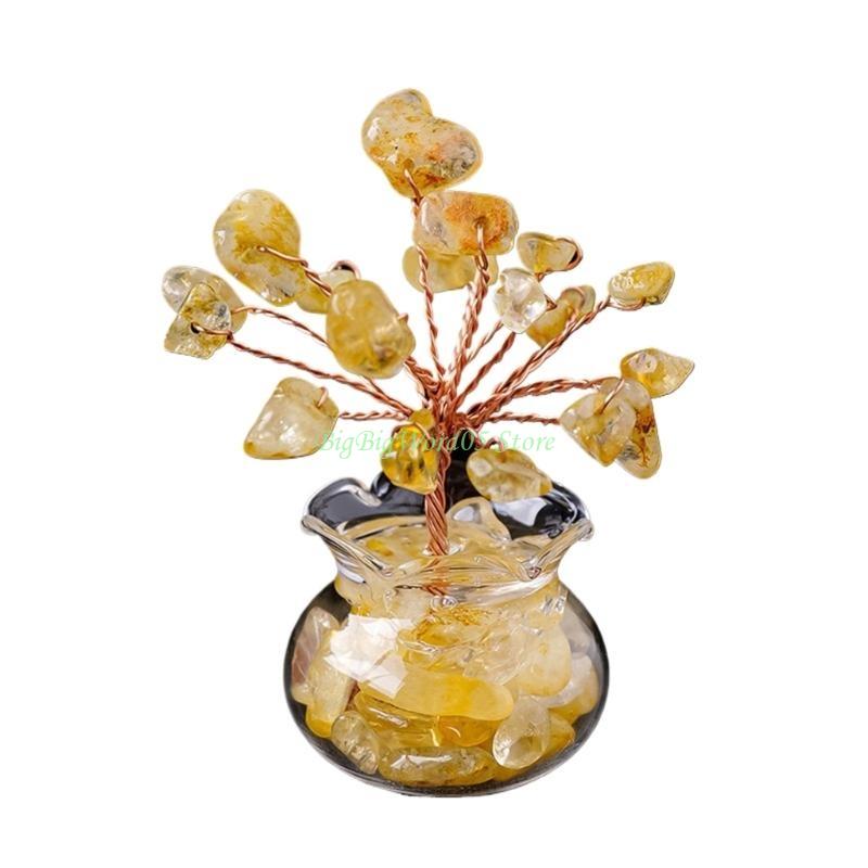 24TE Crystal Stone Energy Tree for Inviting Abundants and Home Decoration Elegant