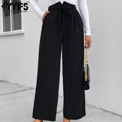 Pantalon ample et Capris pour femmes, mode décontractée, couleur unie, imprimé, taille moyenne, printemps automne