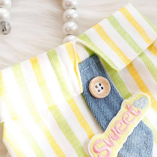 Huaqianguhh Striped Shirt Pet Jumpsuit, Four-Legged Dog Clothes, Denim Pants Outfit, Stylish Onesie Clothes for Small Dogs