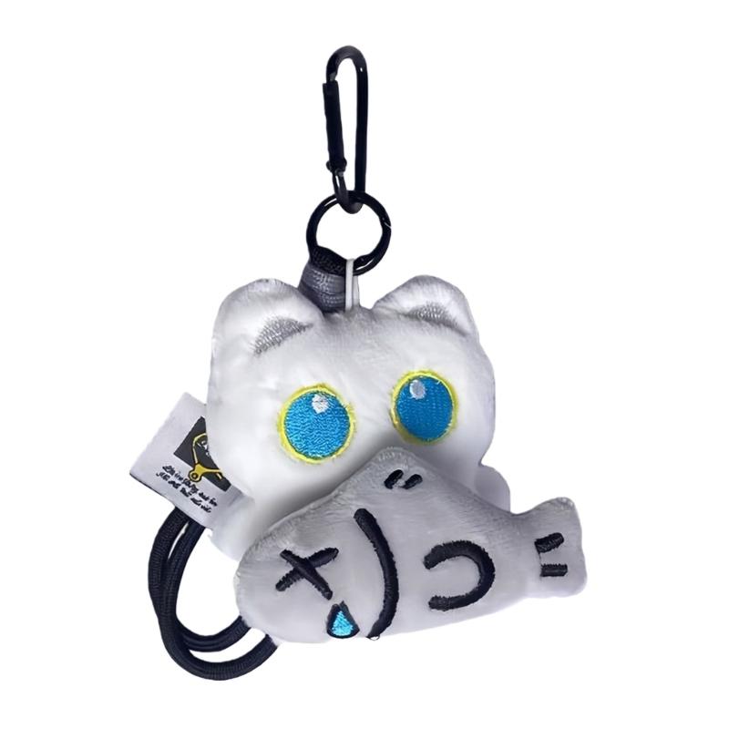 Sweet Lovely Plush Cats Fish Keychains Pendant Hangings Ornament Car Keyring Backpack Decoration for Women Girls