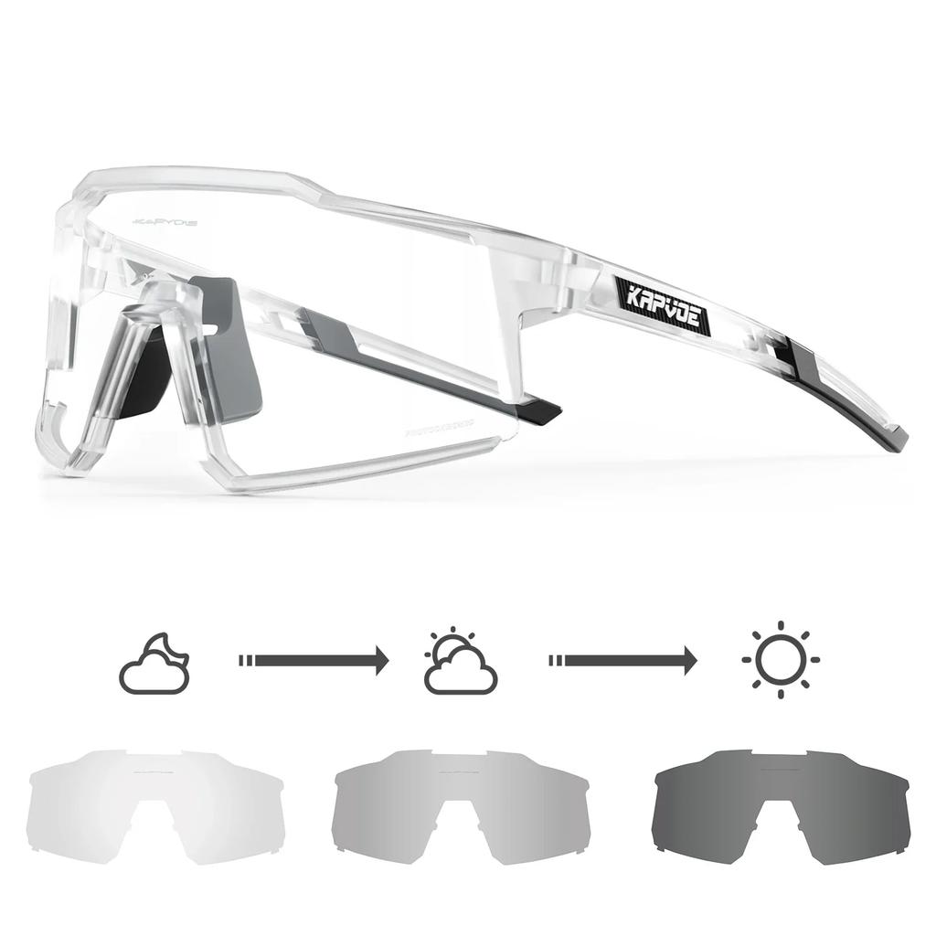 Kapvoe Photochromic Sunglasses Men Cycling Glasses UV400 MTB Clear Mountain Bike Transition Bicycle for Women Sports Eyewear