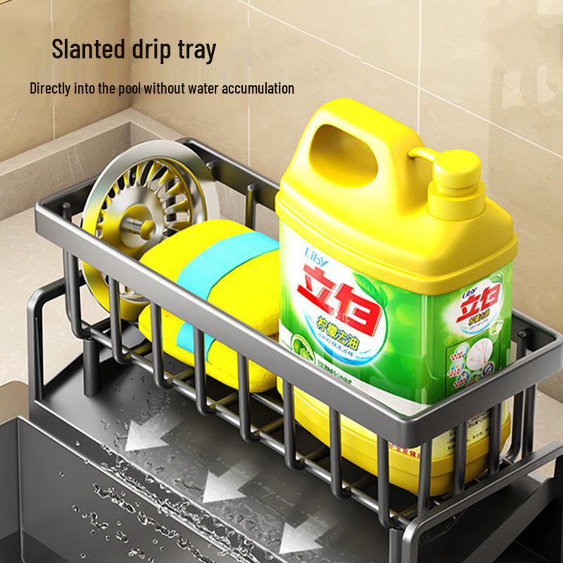 Kitchen Sink Storage Rack: Soap, Sponge, Drainer & Dishcloth Holder