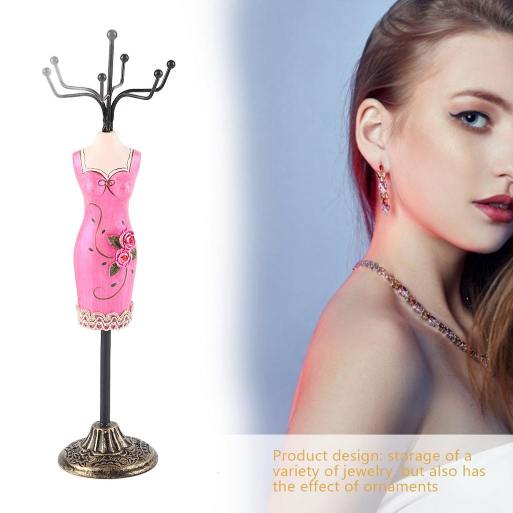 Metall Schmuckaufsteller Halsketten Präsentationsständer Ohrring Hängehalter Armband Regal(Rose Rot)