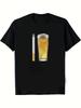Men's Fun Beer and Cigarette Graphic T-Shirt - Soft and Breathable Satirical Bar Party Shirt with Beer Mug Print - Casua