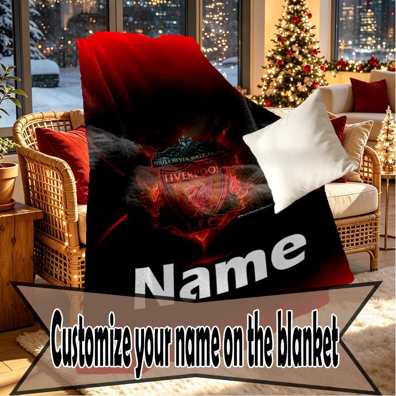 Custom Name Personalized Football team F.C Print Blankets, Home Decor, Bedroom, Sofa, Camping, Couch, Gifts for Birthday Christmas