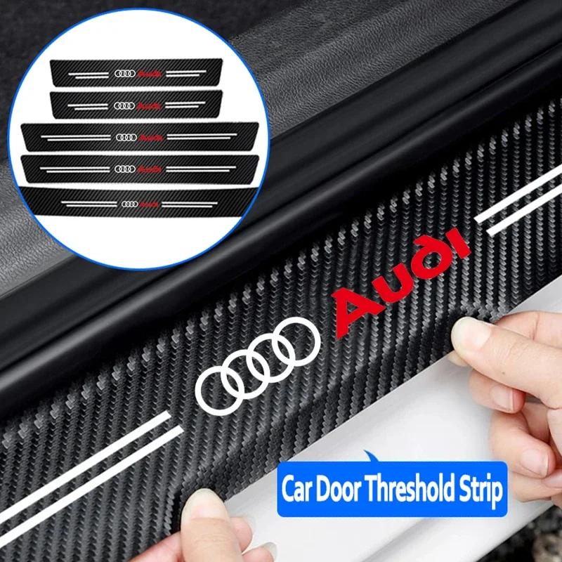 High-quality Carbon Fiber Car Door Sill Protector Sticker For Audi Q5 Q3 Q2 Q7 A3 B5 B6 B7 B8 B9 8P 8V 8L A5 A4 C6 C5 A1 A6 A7