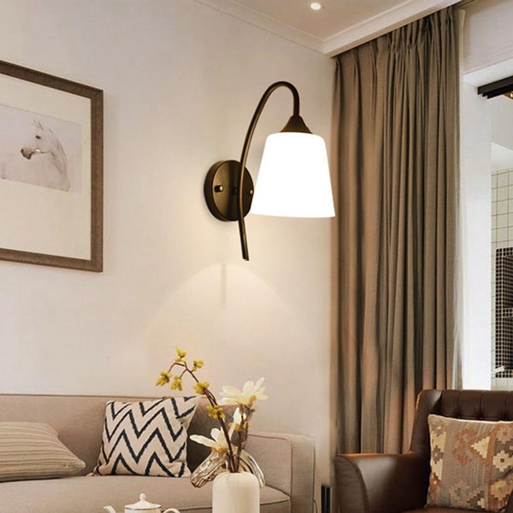 Milky White Glass Wall Sconce Light 110-220V Wall Mounted Lamp Wall Light Fixture  Living Room