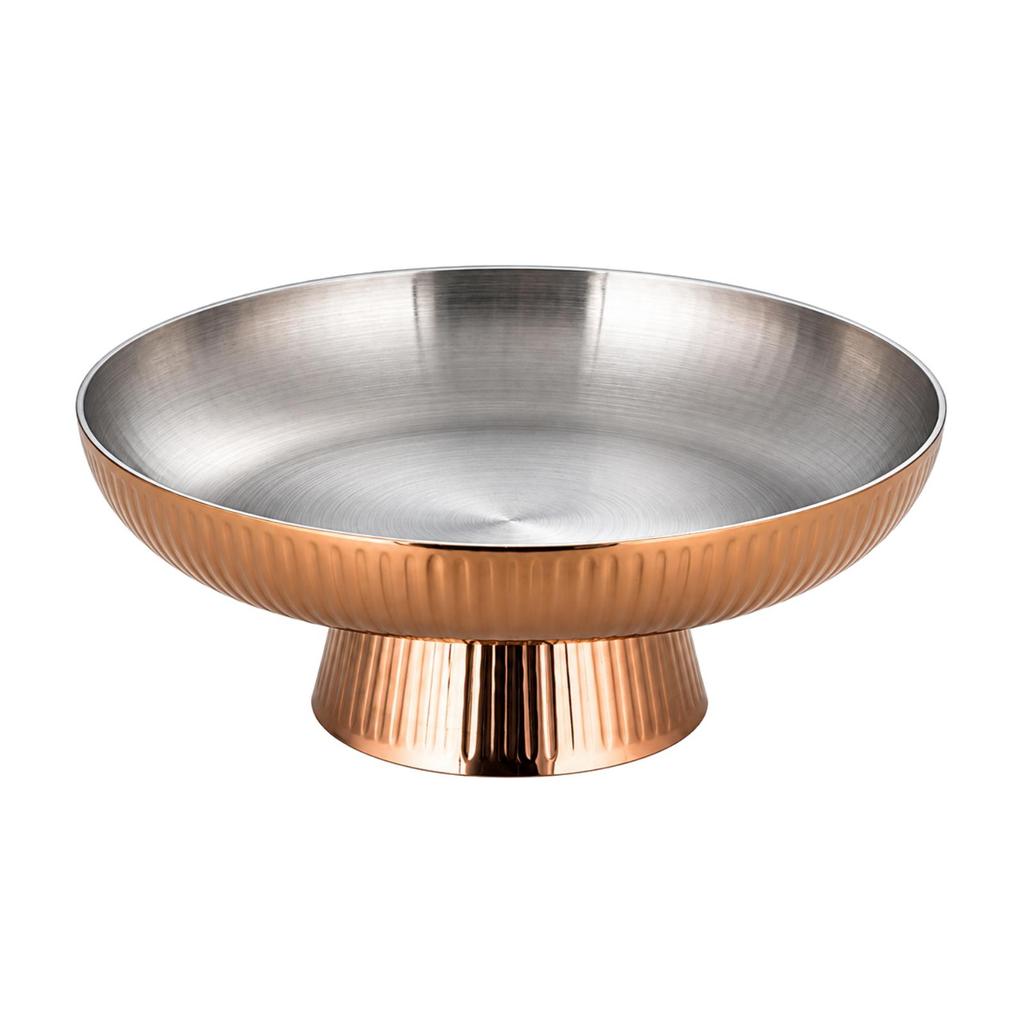 Fluted Pedestal Serving Plate with Petal-Shaped Bowl Low-Profile for Fruit