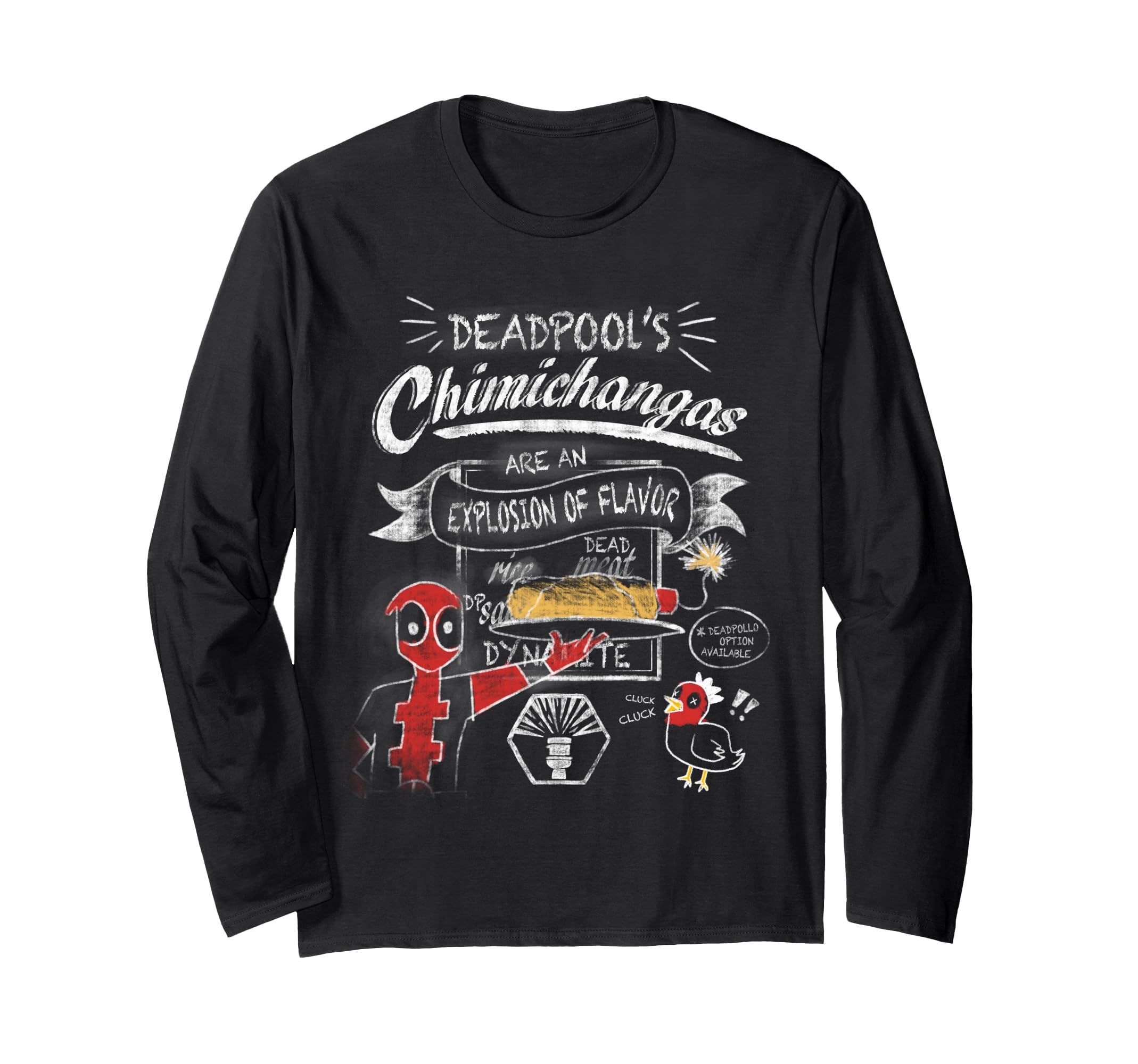 

Marvel Deadpool Chimichanga Flavor Explosion Long Sleeve T-Shirt