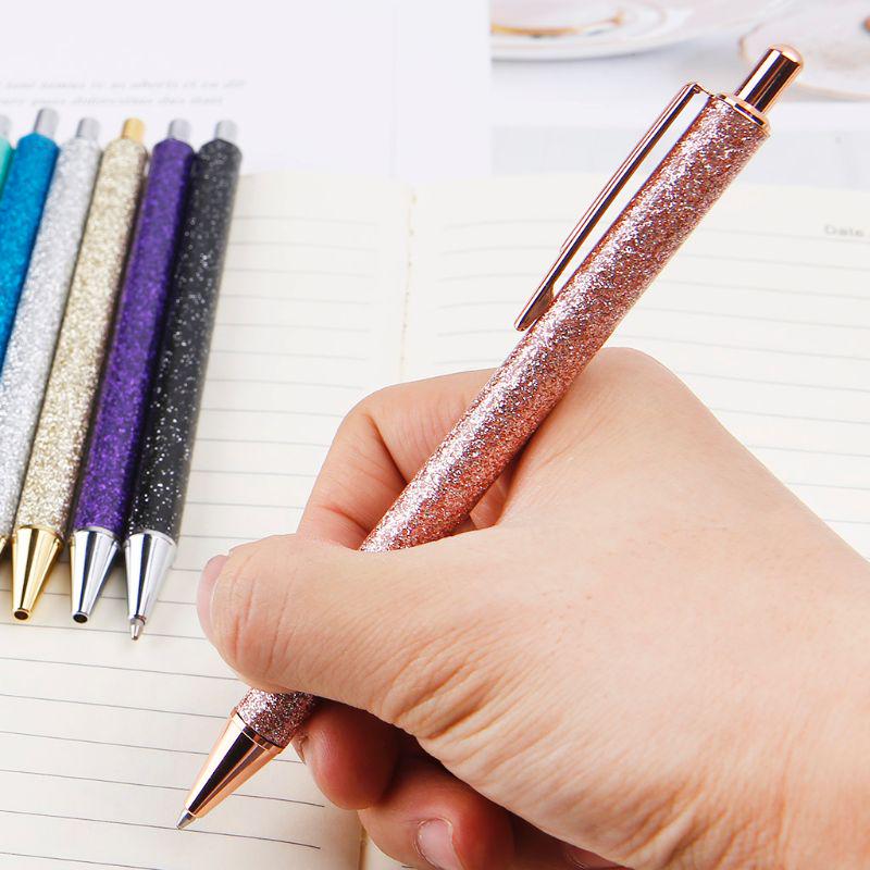 Luxury Bling Metal Ballpoint Pen 1.0mm Glitter Oil Flow Pens Office Supplies