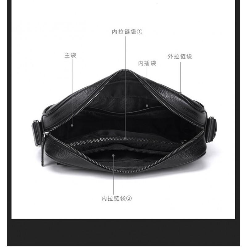 Real Leather Men's Shoulder Crossbody Bag New Business Leisure Commuting Popular Item Top Layer Cowhide Backpack