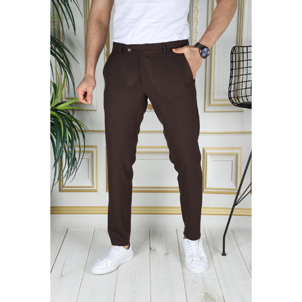 Men's Cream Color Italian Cut Quality Flexible Lycra Ankle Length Fabric Trousers