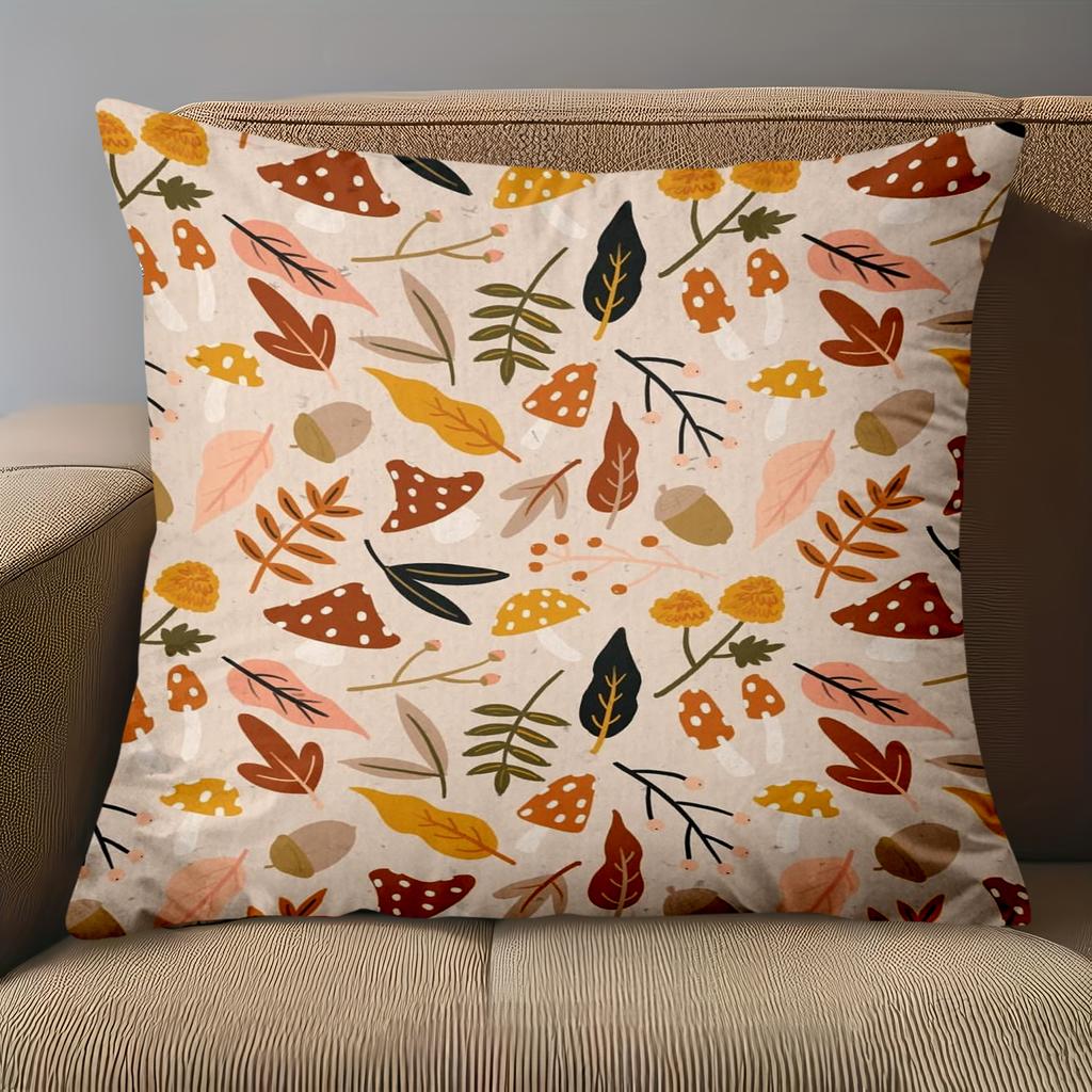 1 Pieces Autumn Leaves Mushroom Pattern Decorative Pillowcase Polyester pillowcase, sofa decorative cushion cov Headboard Pillow
