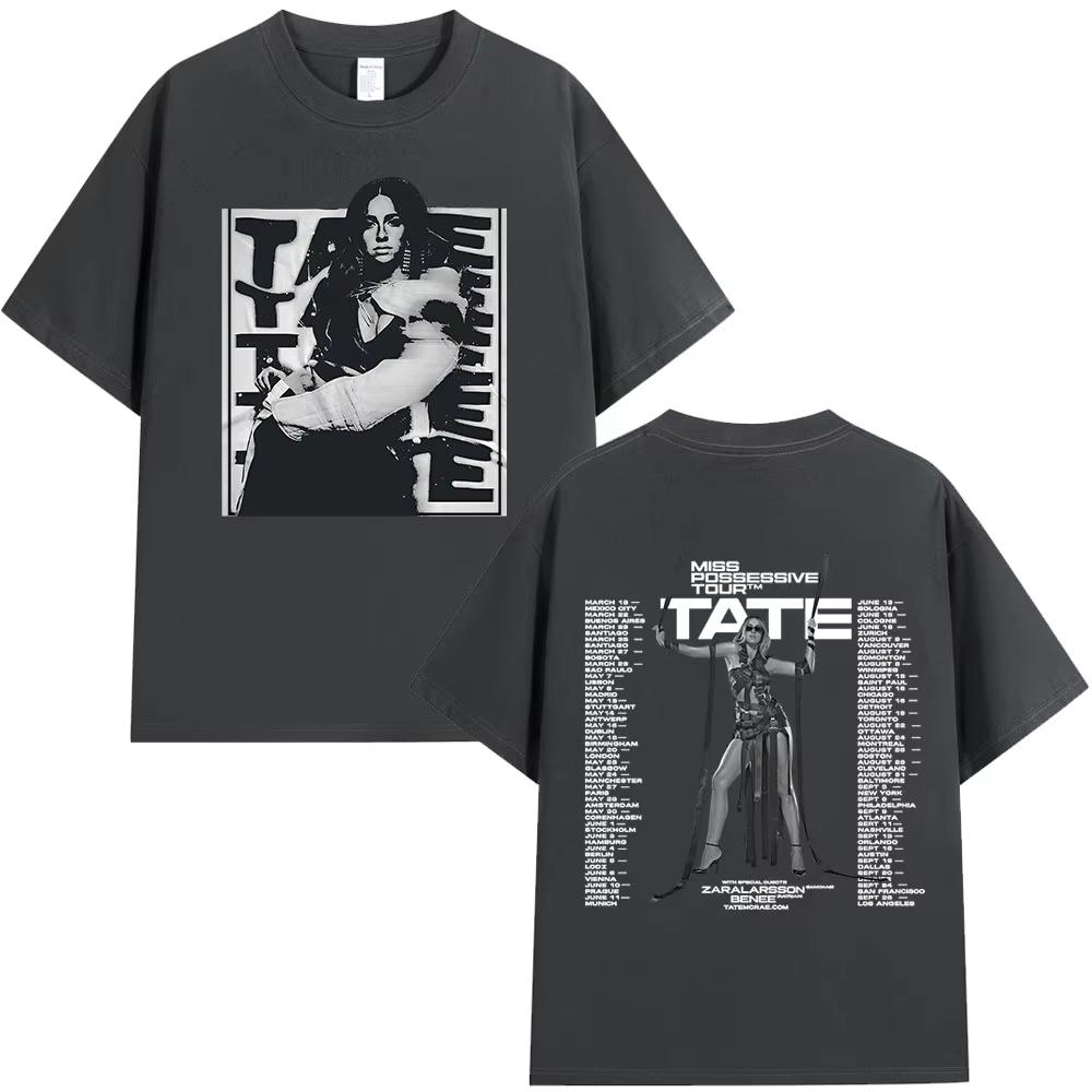 Tate McRae Miss Possessive Tour T-Shirts Fans Gift Men Women Harajuku Vintage Short Sleeve T Shirts Cotton