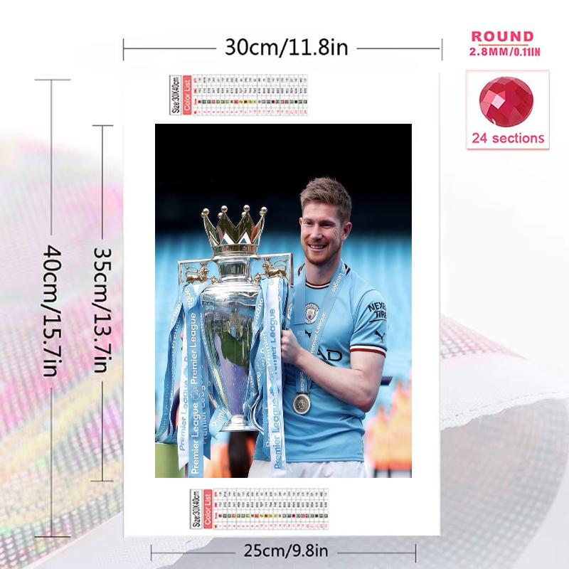 De Bruyne Pattern 3pcs 100% Round Full Drill 5D DIY Diamond Painting Embroidery Cross Stitch Rhinestone Décor