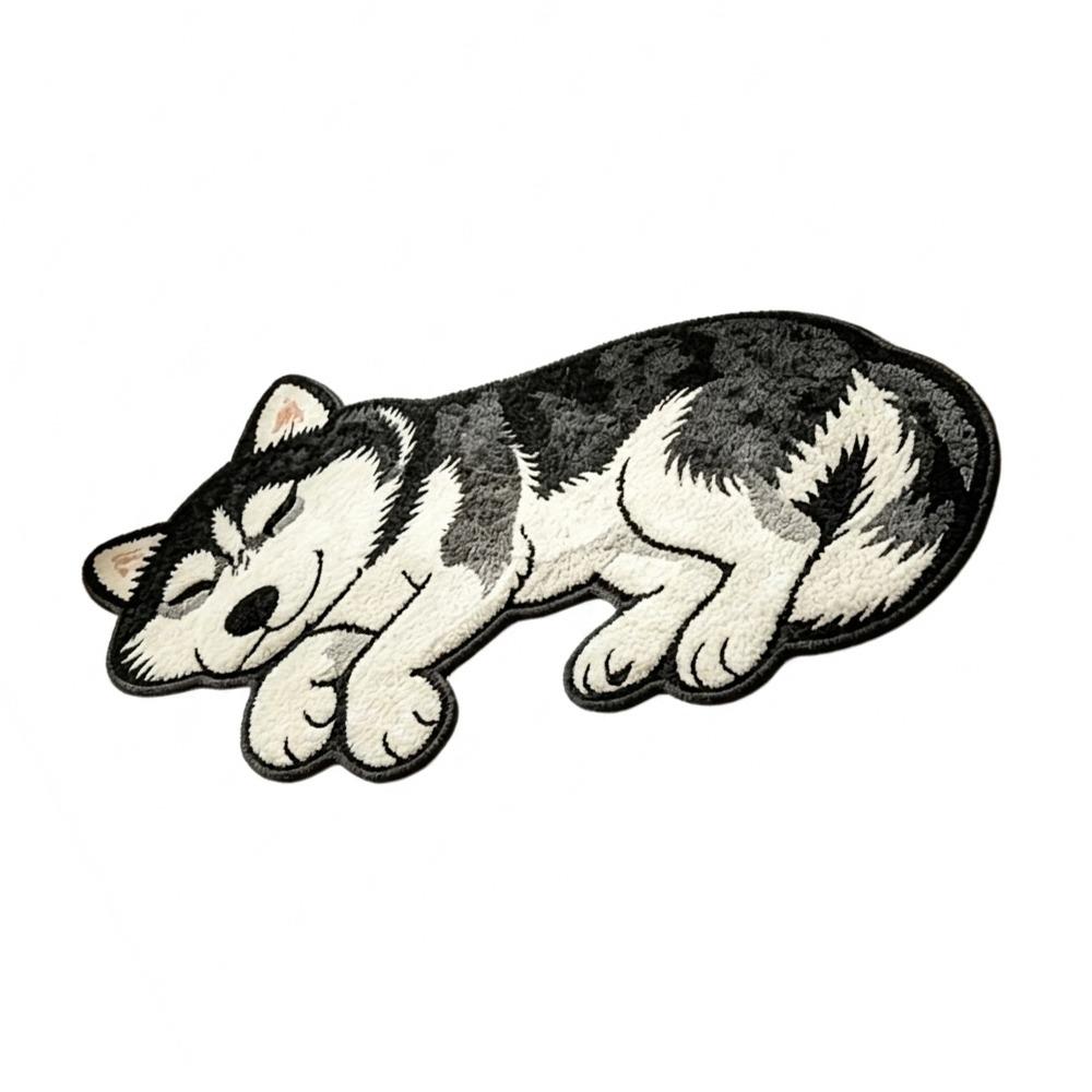 Soft Cartoon Animal Carpet Water Absorption Bedroom Bedside Mat Fun Dog-Shaped Rug Home Decoration