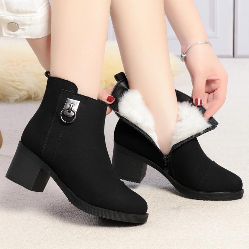 Fashion AIYUQI Women Ankle Boots 2025 New Winter Genuine Leather Wool Boots Women Large Size High Heels Warm Fashion Boots Ladies