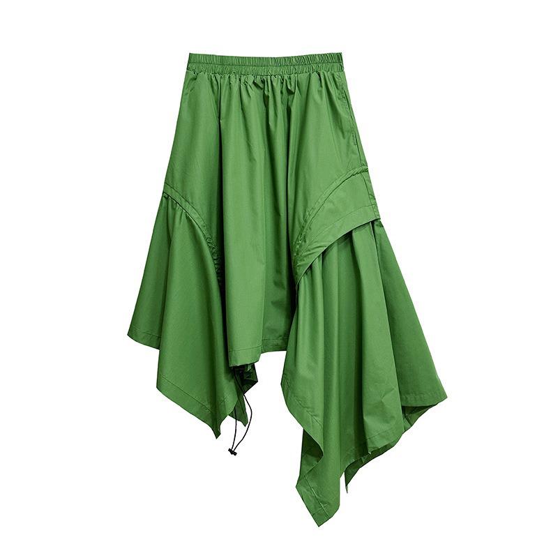 

XITAO Irregular Pleated Drawstring Skirt GYX1560 One Size зелёный
