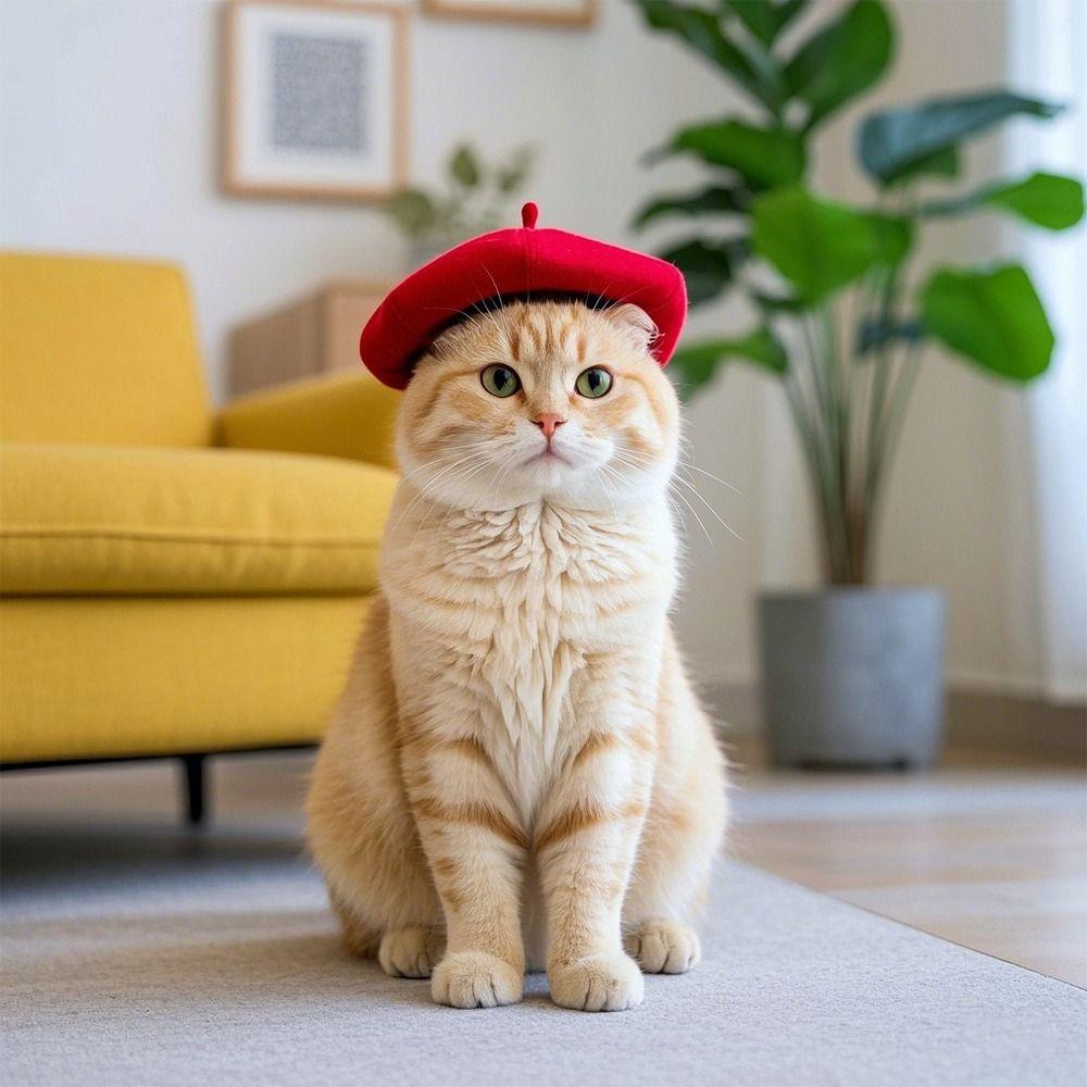 Fashionable Cat Beret Hat Cute Pet Headwear Durable Cat Sunscreen Hat  For Cat Dog
