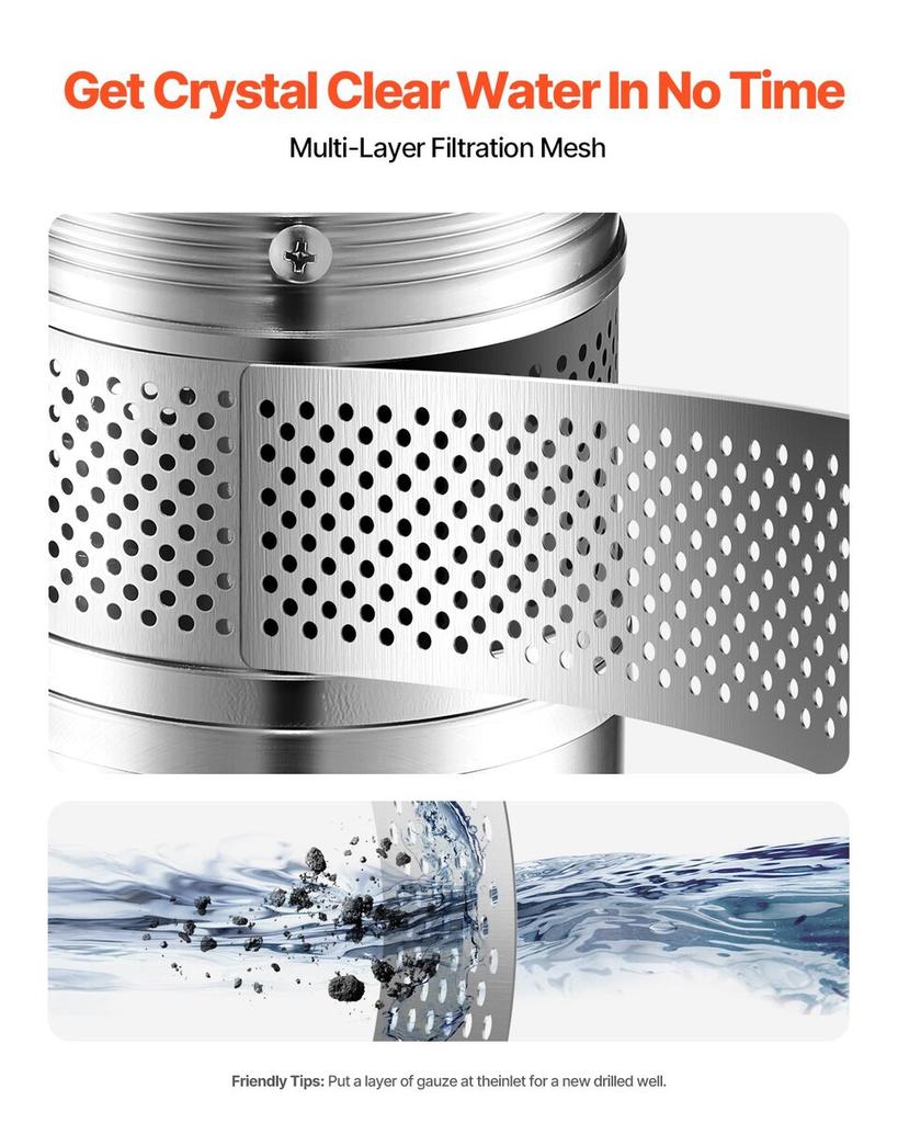 Pompa Sommergibile per Pozzi Profondi Pompa dell'Acqua in Acciaio Inossidabile Potenza di Ingresso 1100W, Prevalenza Massima 279ft, Portata 65l/min Con Scatola di Controllo Esterna per