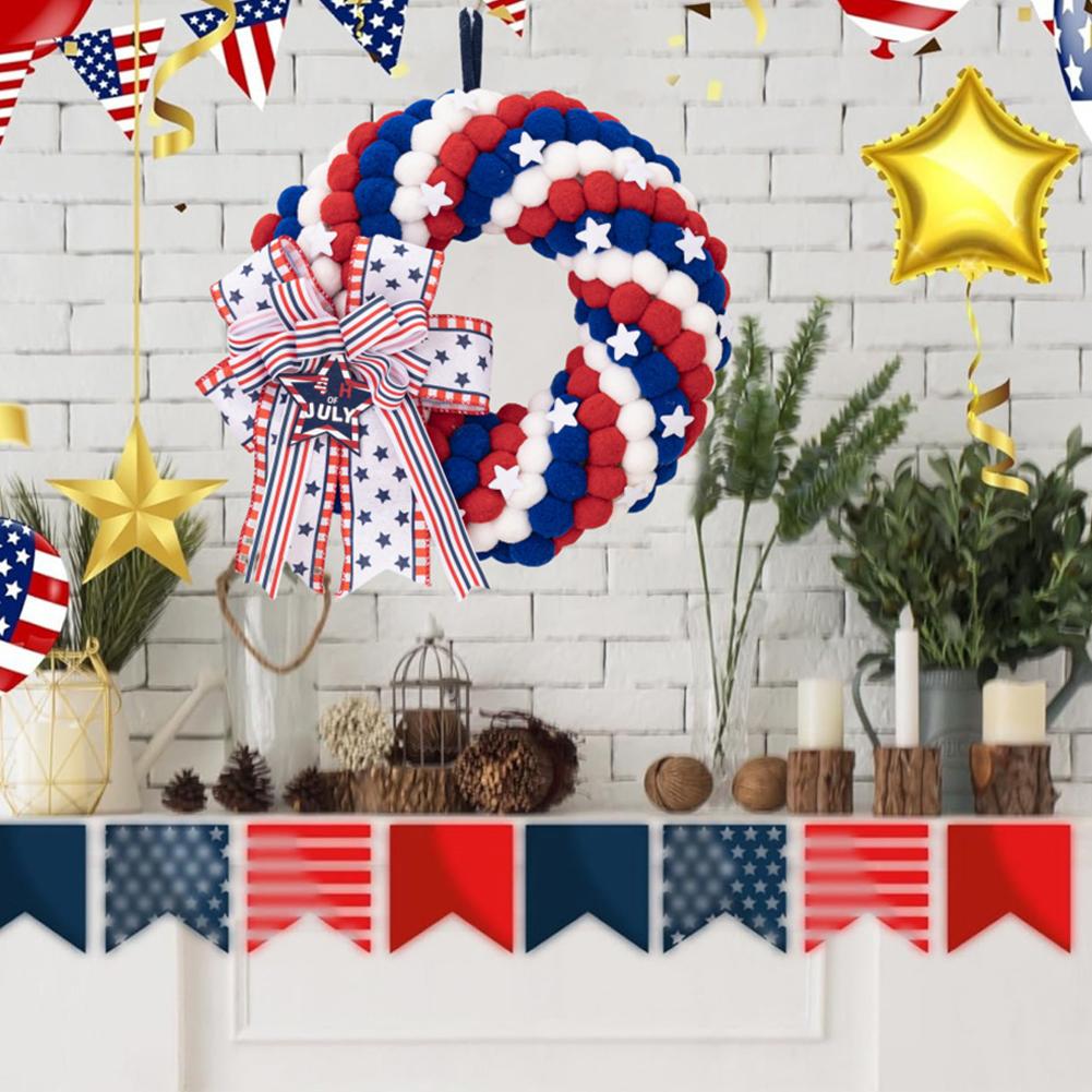 Independence Day Wreath Front Door Red White And Blue Wreath Door Sign For Home House Memorial Day Ornament