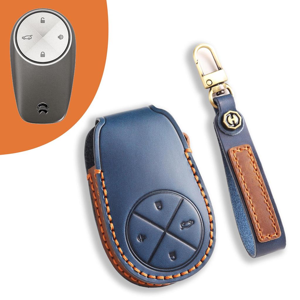 Premium Leather Key Cover for 2022 NIO ES6/EC6/ES8 - High-end Protective Shell with Buckle