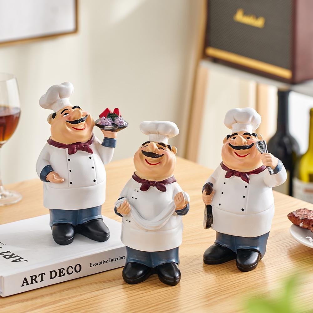 Smiling Chef Figurine Cartoon Character Sculpture And Aesthetic Statue Folk Art Ornaments Desk Accessories Living Room Home Decoration