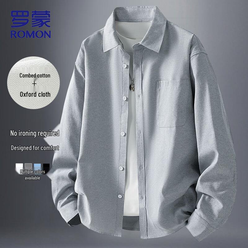 ROMON Men s Casual Long Sleeve Shirt L