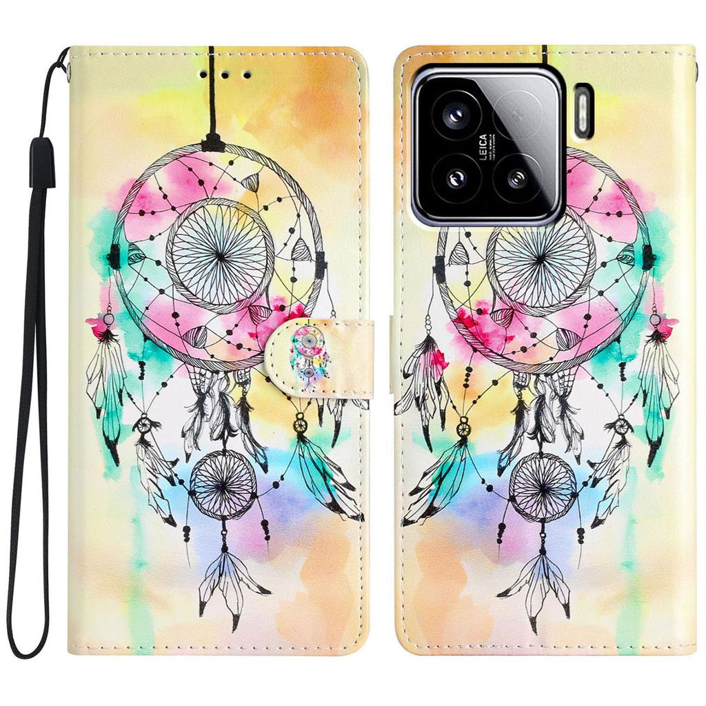 For Xiaomi 15 Wallet Case PU Leather Pattern Printing Stand Phone Cover with Strap