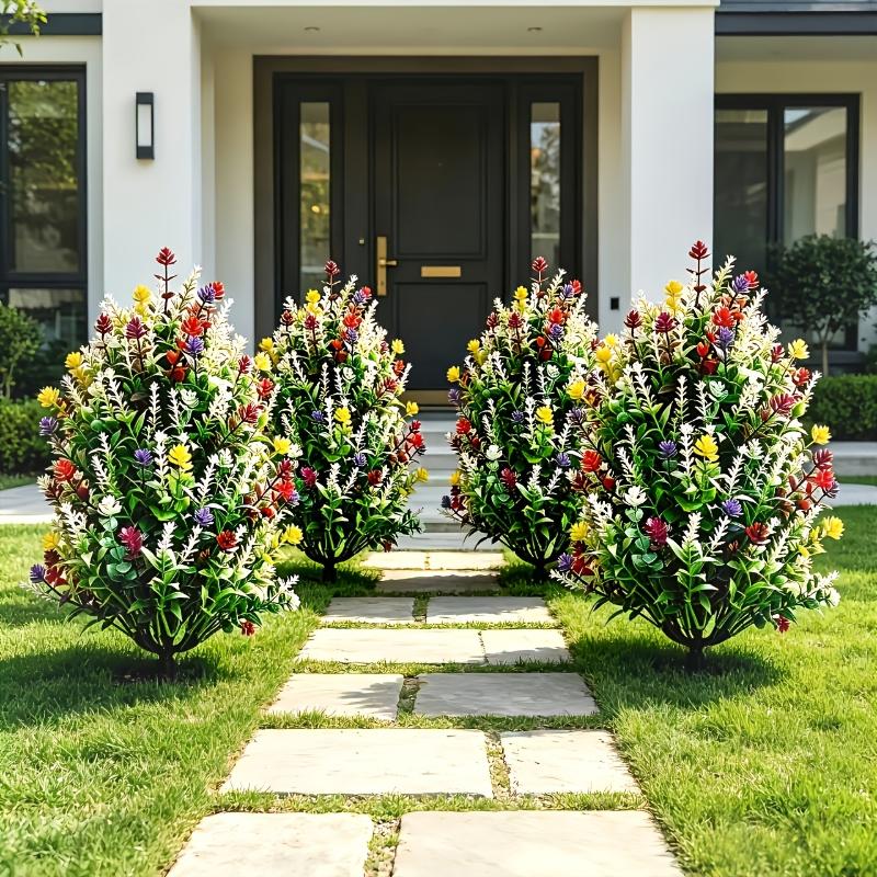Artificial Multicolor Flower Topiary Stake Lightweight Realistic Waterproof Fake Shrub for Campsite Decor