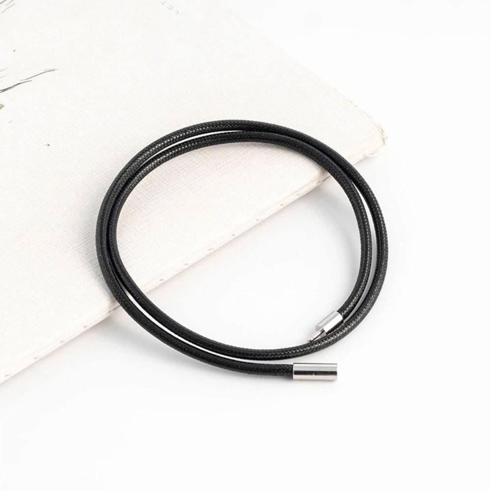 Black Leather Rope Necklace with Clasp DIY Pendant Braided Cord Necklace 45cm Waterproof Cord Chain Line String Men Women