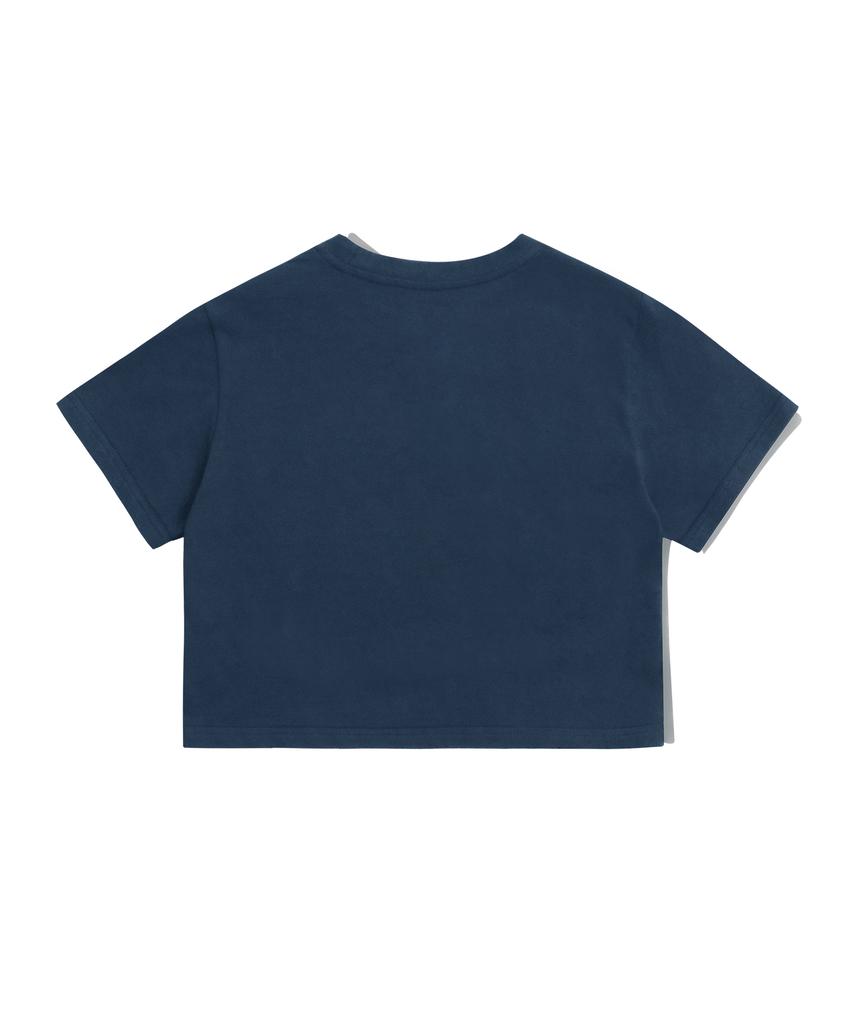 FILLUMINATE (W) Cursive Crop Tee-Navy
