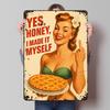 Retro Pin-Up Girl With Funny Kitchen Tinplate Poster Customized Wall Art Vintage Metal Signs Retro Tin Plaque for Office Decor