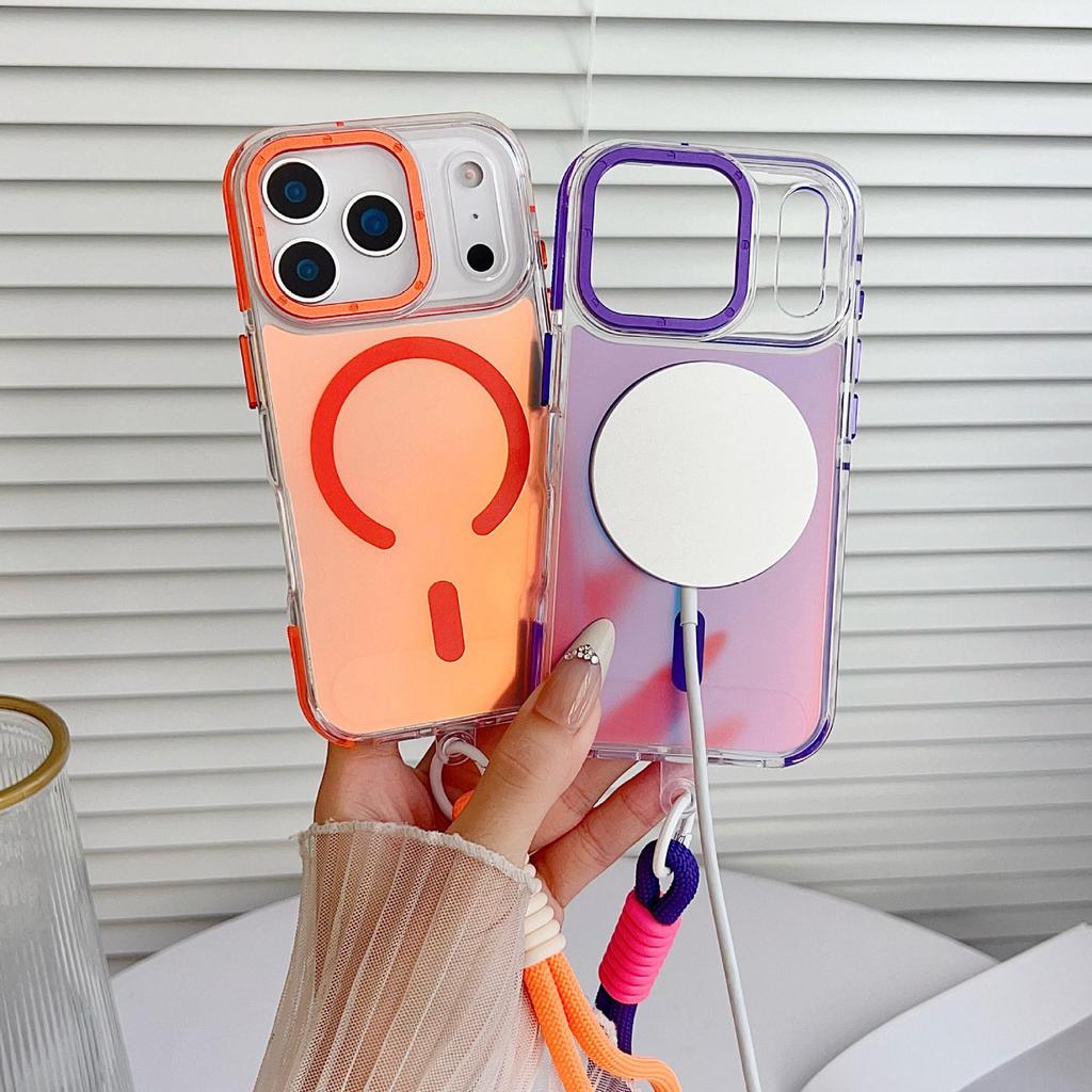 Xuncai Chameleon Magnetic Phone Case for Apple 17 Pro Max with Anti-slip Lanyard and Metal Buttons