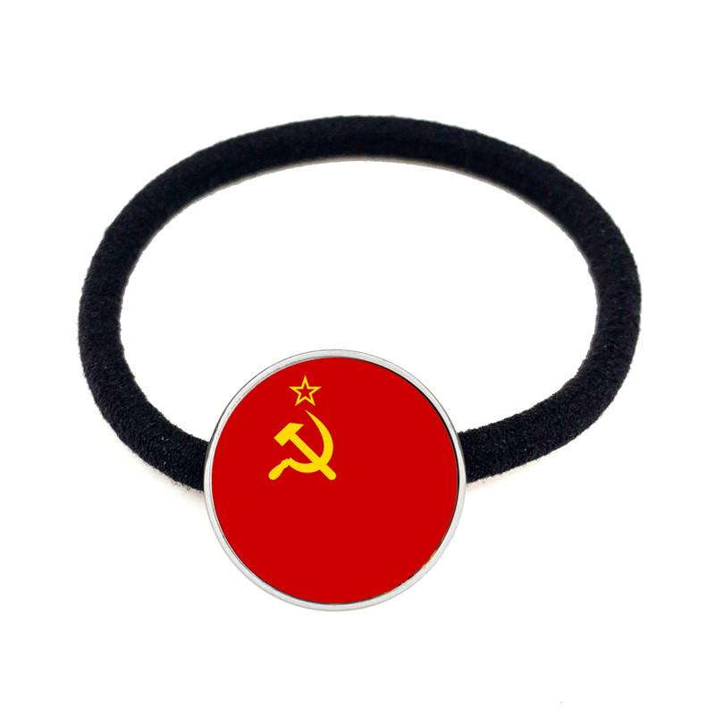 

CCCP USSR Soviet Army Red Star Hairbands 20mm Glass Cabochon Art Round Russian Badges LOGO Hair Jewelry For Women Girls Gift