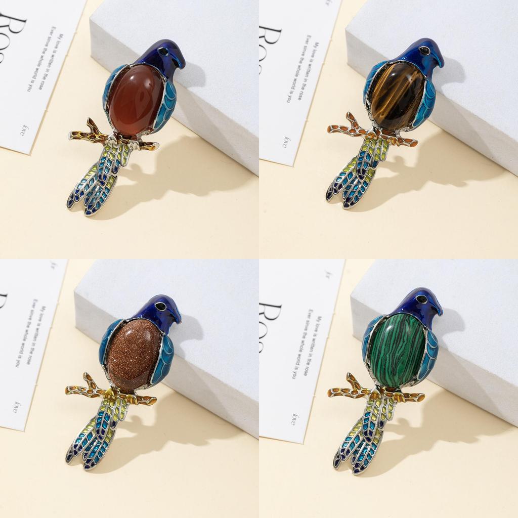 Parrot Enamel Brooch Pin With Shell Inlay For Diy And Jewelry Making