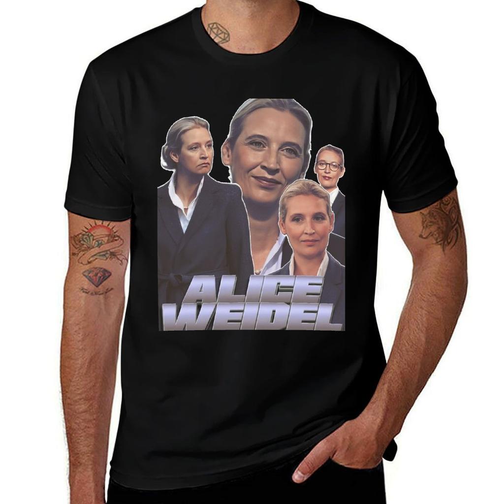 Alice Weidel Vintage Tshirt T Shirts For Man Cotton Tshirt
