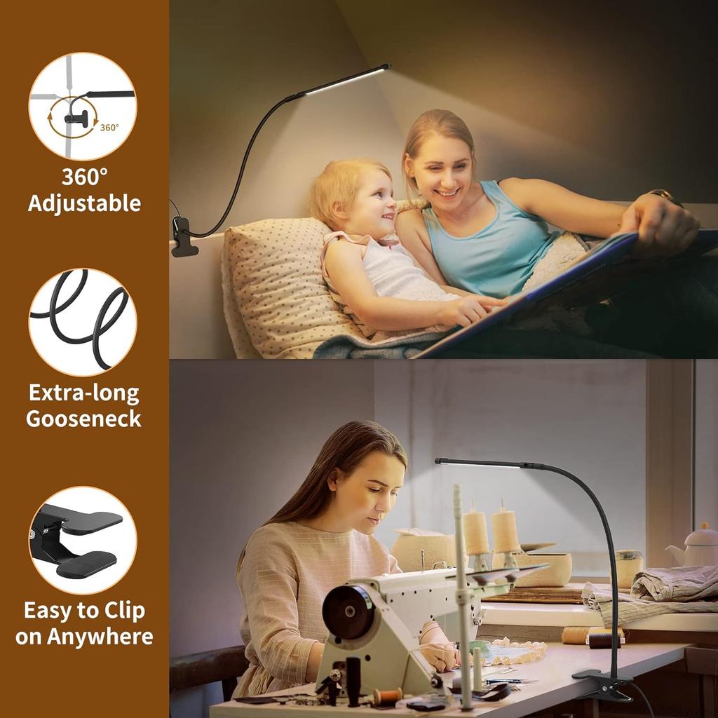 Asztali lámpák LED Könyvlampa USB Újratölthető Olvasólámpa Meleg Hűvös Fehér Nappali Fény Hordozható Rugalmas Könnyű Klipsz Éjszakai Olvasólámpa