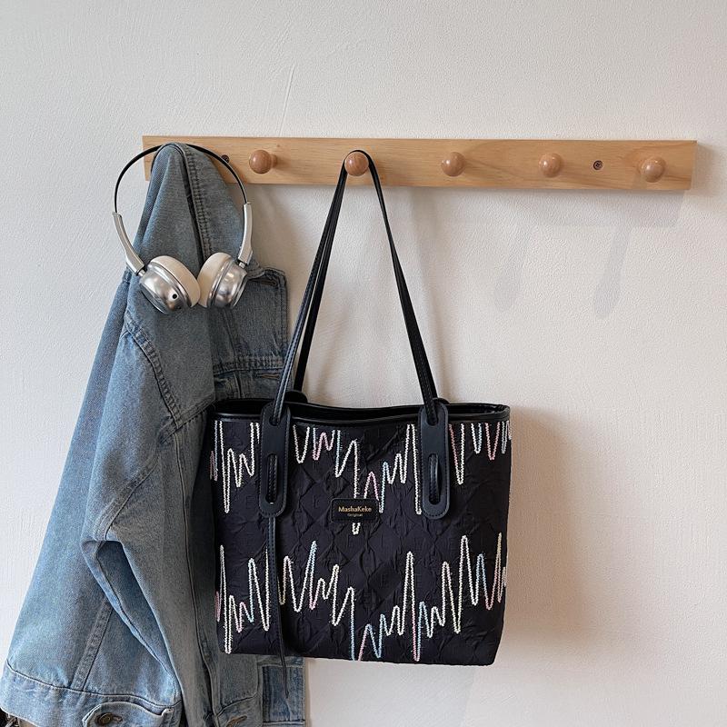 

Large capacity tote bag fashion student class cloth bag bag striped commuter casual women s bag